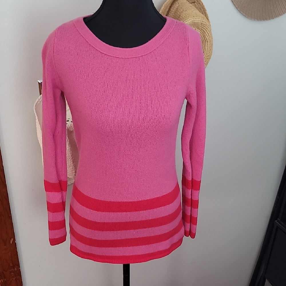 Banana Republic Pink and Red Striped Sweater